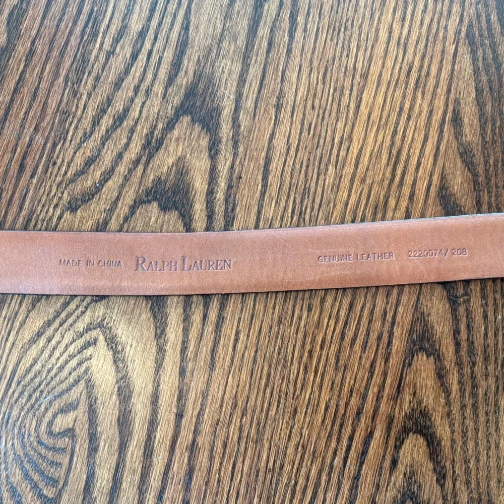 Ralph Lauren Dark Brown Crocodile Embossed Leather Wide Buckle Belt Size L